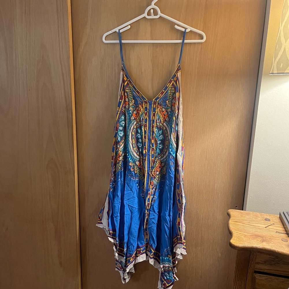 Boho Flying Tomato Blue and Orange Dress